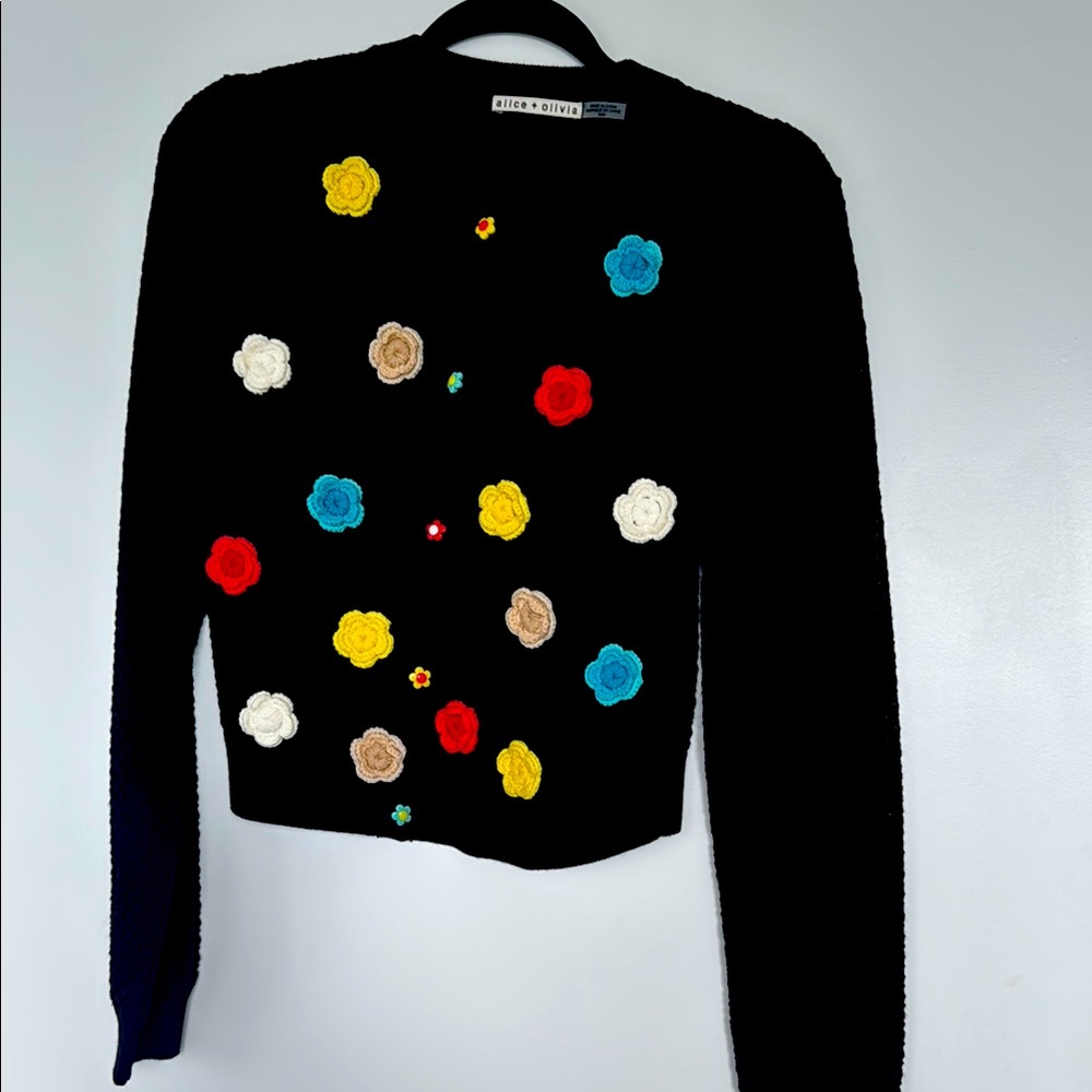 Alice + Olivia Black Floral Sweater